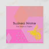 Chic Pink Gold Bee Beruflich Quadratische Visitenkarte (Vorderseite)