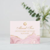 Chic Pink Gold Custom Bat Mitzvah Mazel Tov Postkarte (Stehend Vorderseite)