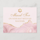 Chic Pink Gold Custom Bat Mitzvah Mazel Tov Postkarte (Vorderseite)