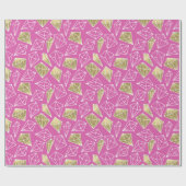 Chic Pink Gold Diamonds Geburtstag Geschenkpapier (Flach)