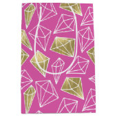 Chic Pink Gold Diamonds Geburtstag Mittlere Geschenktüte (Vorderseite)