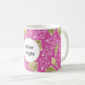 Chic Pink Gold Diamonds Glitzer Kaffeetasse (VorderseiteRechts)