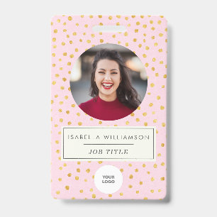 Chic Pink Gold Dot Mitarbeiter Foto ID Firmenauswe Ausweis