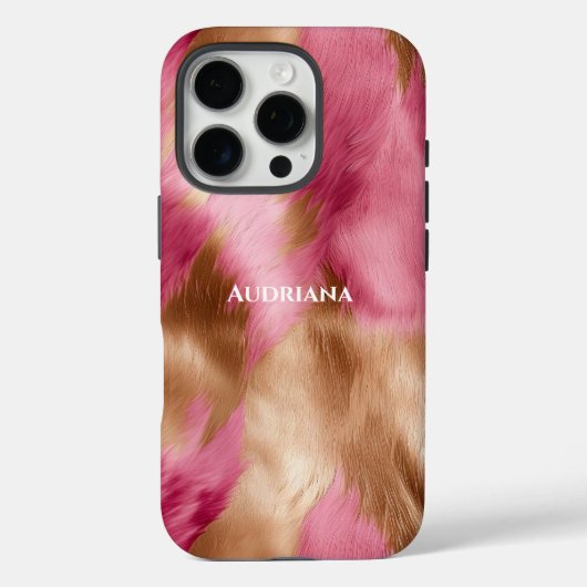 Chic Pink Gold Faux Fur Case-Mate iPhone Hülle (Rückseite)