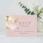 Chic Pink & Gold Geburtstagsparty RSVP Karte (Stehend Vorderseite)