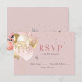 Chic Pink & Gold Geburtstagsparty RSVP Karte (Vorne/Hinten)