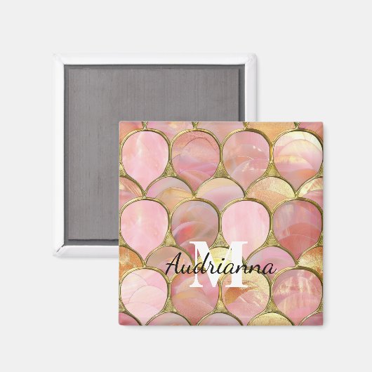 Chic Pink Gold Glam Circles Magnet (Vorderseite/Rückseite)