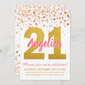 Chic Pink Gold Glitzer Confetti Girl Einladung (Vorne/Hinten)