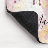 Chic pink Gold Glitzer Tropfen Monogramm Mousepad (Ecke)