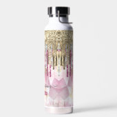 Chic pink Gold Glitzer Tropfen Monogramm Trinkflasche (Links)