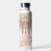 Chic pink Gold Glitzer Tropfen Monogramm Trinkflasche (Rechts)