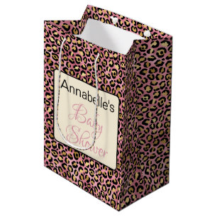 Chic Pink Gold Leopard Muster Baby Duschgeschenk Mittlere Geschenktüte