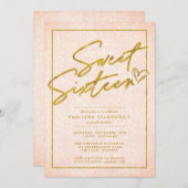 Chic Pink & Gold Leopard Sweet 16 Party Einladung (Vorne/Hinten)