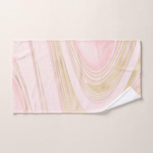 Chic Pink Gold Marmor Swirl Muster Badhandtuch Set (Handtuch)