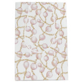 Chic Pink Gold Pearl Brautparty Mittlere Geschenktüte (Vorderseite)
