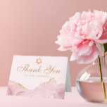 Chic Pink Gold Personalisiert Bat Mitzvah Dankeskarte<br><div class="desc">Chic rosa und Gold agate schmückt die Seite dieses modernen Bat Mitzvah Dank Karte. Mazel Tov! Passen Sie Ihren Namen unter dem Star of David an. Perfekte hübsche Karten für eine schicke,  stilvolle jüdische Familie,  die ein Mädchen feiert,  das zur Tora gerufen wird.</div>