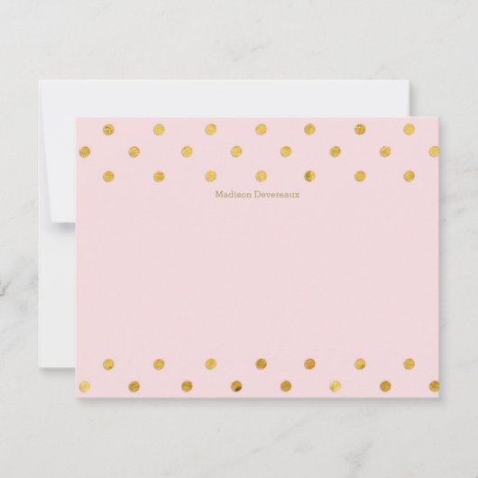 Chic Pink & Gold Polka Dots Custom Flat Mitteilung Mitteilungskarte (Vorderseite)