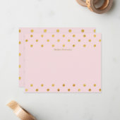 Chic Pink & Gold Polka Dots Custom Flat Mitteilung Mitteilungskarte (Vorderseite/Rückseite Beispiel)