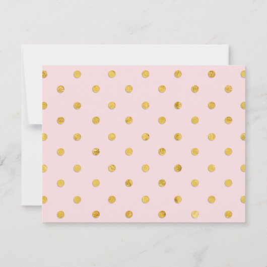 Chic Pink & Gold Polka Dots Custom Flat Mitteilung Mitteilungskarte (Rückseite)