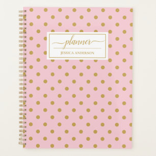 Chic Pink Gold Polka Dots Muster Planer