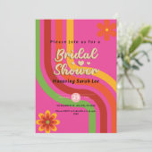 Chic Pink & Gold Retro Vintag Glam Brautparty Einladung (Stehend Vorderseite)