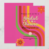 Chic Pink & Gold Retro Vintag Glam Brautparty Einladung (Vorne/Hinten)