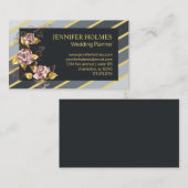 Chic Pink Gold Rose Floral Golden Gran Streifen Visitenkarte (Vorne/Hinten)