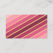 Chic Pink Gold Strips Floral Business Card Visitenkarte (Rückseite)