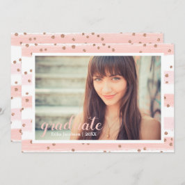 Chic Pink & Gold Stripte Graduate Party Cards Einladung