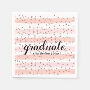 Chic Pink & Gold Stripter Graduate Party Napkins Serviette