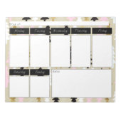Chic Pink & Gold Tree Muster Weekly Notepad Notizblock (Vorderseite)