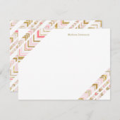 Chic Pink & Gold Tribal Custom Flat Mitteilungskar Mitteilungskarte (Vorne/Hinten)