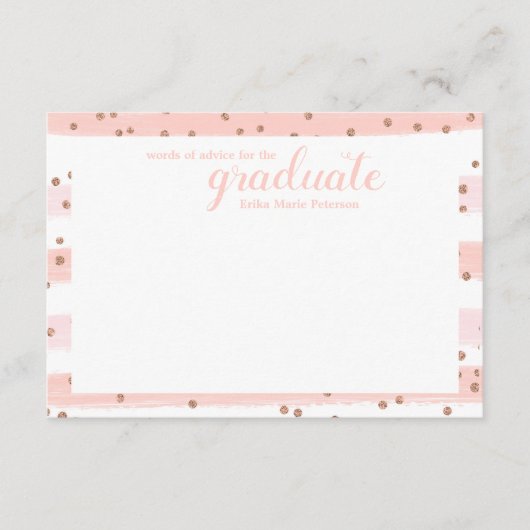 Chic Pink & Gold Worte der Ratgeber Abschluss Card Hinweiskarte (Vorderseite)