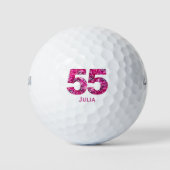 Chic Pink Golf Geschenk für Ehefrau - 55. Geburtst Golfball (Vorderseite)