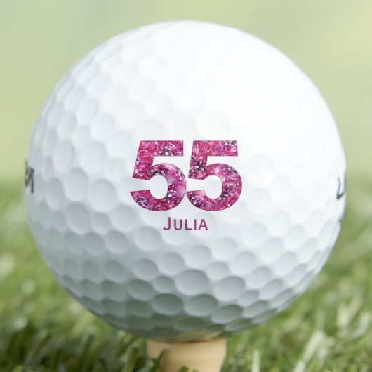 Chic Pink Golf Geschenk für Ehefrau - 55. Geburtst Golfball