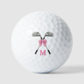 Chic-Pink-Golfschläger & Bow personalisiert mit Mo Golfball (Vorderseite)