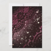 Chic pink gosa Black Lace Glitzer Tropfen Monogram Einladung (Rückseite)