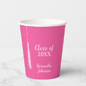 Chic Pink Grad Tassel Personalisierter Abschluss Pappbecher (Vorderseite)