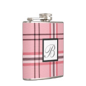 Chic Pink & Graues Kariertes Modedesign Flachmann (Rechts)