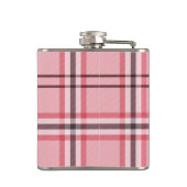 Chic Pink & Graues Kariertes Modedesign Flachmann (Rückseite)