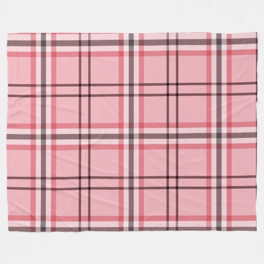 Chic Pink & Graues Kariertes Modedesign Fleecedecke (Vorderseite (Horizontal))