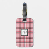 Chic Pink & Graues Kariertes Modedesign Gepäckanhänger (Rückseite vertikal)