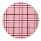 Chic Pink & Graues Kariertes Modedesign Keramikknauf (Vorderseite)