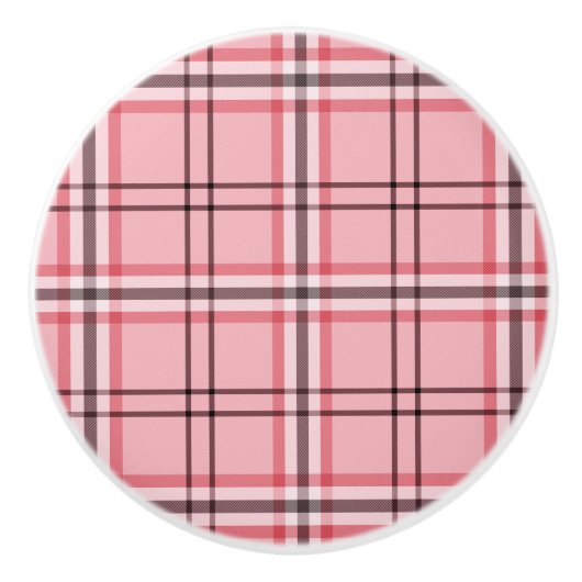 Chic Pink & Graues Kariertes Modedesign Keramikknauf (Vorderseite)