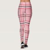 Chic Pink & Graues Kariertes Modedesign Leggings (Rückseite)