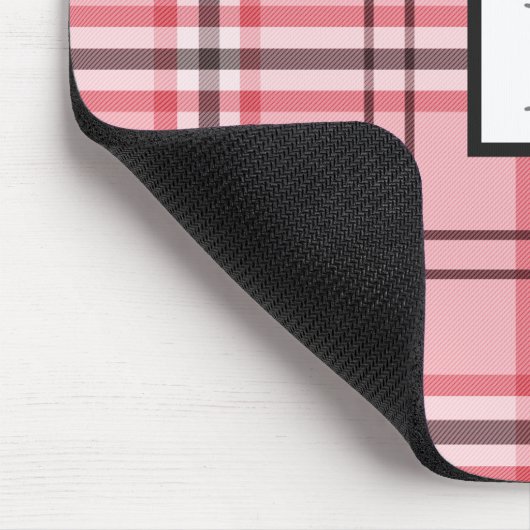 Chic Pink & Graues Kariertes Modedesign Mousepad (Ecke)