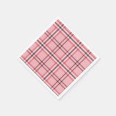 Chic Pink & Graues Kariertes Modedesign-Party Serviette (Ecke)