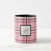 Chic Pink & Graues Kariertes Modedesign Tasse (Zentrum)
