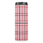 Chic Pink & Graues Kariertes Modedesign Thermosbecher (Rückseite)