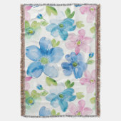 Chic Pink Green Blue Floral Decke (Vorderseite Vertikal)